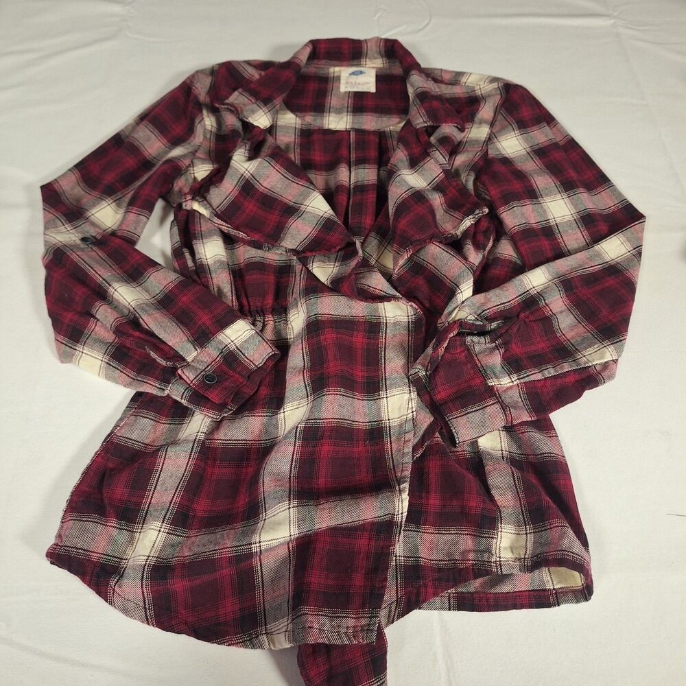 Wild Blue By Sadie Robinson Red White Plaid Cardigan Tie Front Cabincore Size S - Picture 12 of 12